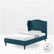 Posh Living Adelyne Linen & Solid Wood Platform Bed Twin XL Size in Navy Blue