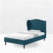 Posh Living Adelyne Linen & Solid Wood Platform Bed Twin XL Size in Navy Blue