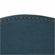 Posh Living Adelyne Linen & Solid Wood Platform Bed Twin XL Size in Navy Blue