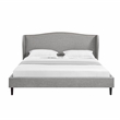 Posh Living Adelyne Linen & Solid Wood Platform Bed King Size in Gray