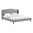 Posh Living Adelyne Linen & Solid Wood Platform Bed King Size in Gray