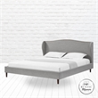 Posh Living Adelyne Linen & Solid Wood Platform Bed King Size in Gray