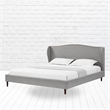 Posh Living Adelyne Linen & Solid Wood Platform Bed King Size in Gray