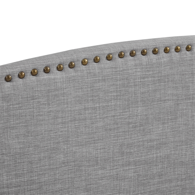 Posh Living Adelyne Linen & Solid Wood Platform Bed King Size in Gray