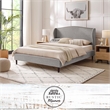 Posh Living Adelyne Linen & Solid Wood Platform Bed King Size in Gray