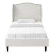 Posh Living Adelyne Linen & Solid Wood Platform Bed Twin XL Size in Cream White