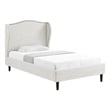 Posh Living Adelyne Linen & Solid Wood Platform Bed Twin XL Size in Cream White