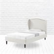 Posh Living Adelyne Linen & Solid Wood Platform Bed Twin XL Size in Cream White