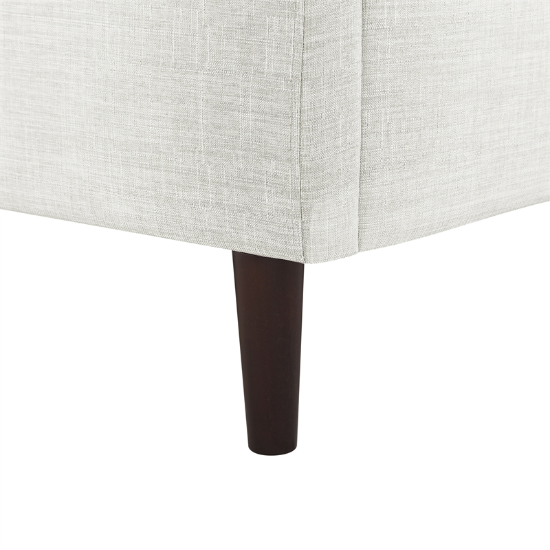 Posh Living Adelyne Linen & Solid Wood Platform Bed Twin XL Size in Cream White