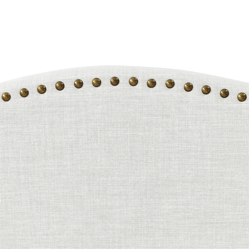 Posh Living Adelyne Linen & Solid Wood Platform Bed Twin XL Size in Cream White