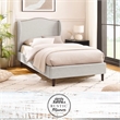 Posh Living Adelyne Linen & Solid Wood Platform Bed Twin XL Size in Cream White