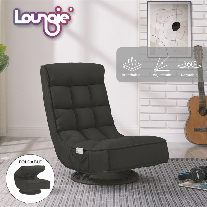 Posh Living Woodrow Linen Recliner/Floor Chair Black
