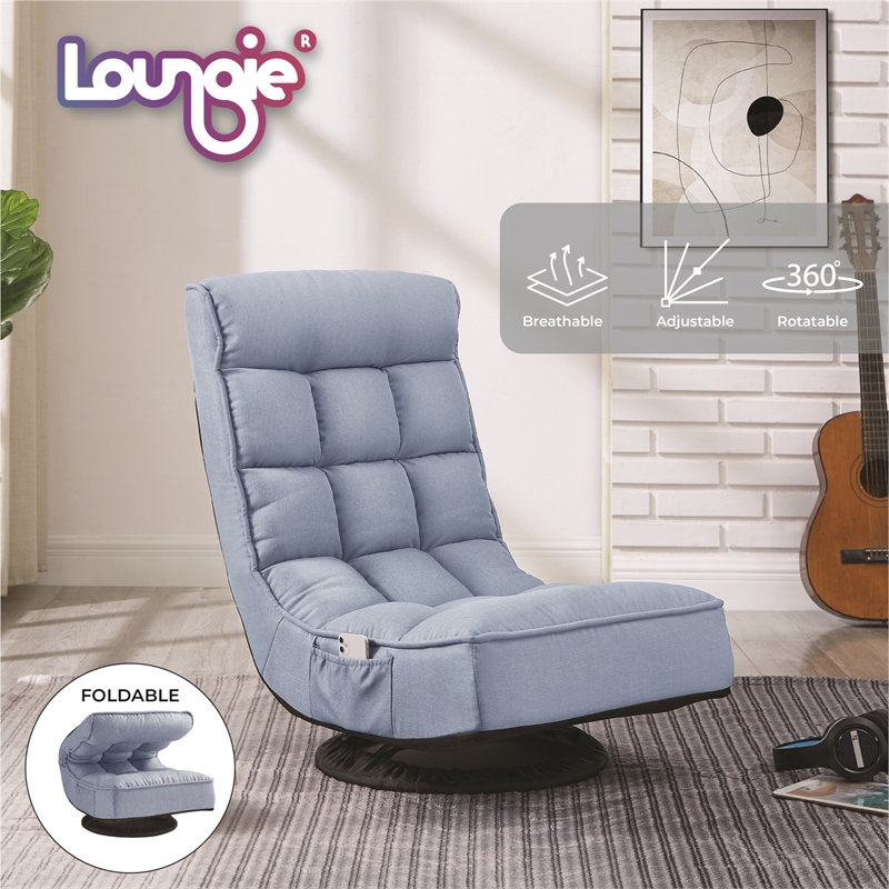 Posh Living Woodrow Linen Recliner/Floor Chair Blue