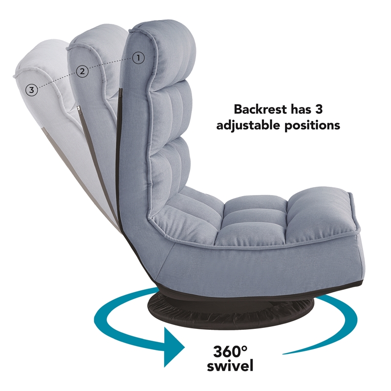 Posh Living Woodrow Linen Recliner/Floor Chair Blue