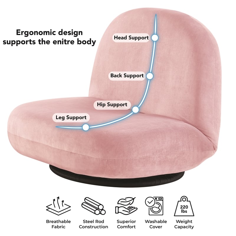 Posh Living Saeed Plush Recliner/Floor Chair Pink