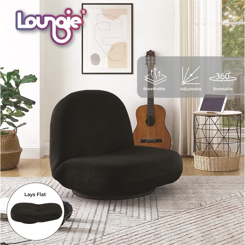 Posh Living Saeed Plush Recliner/Floor Chair Black