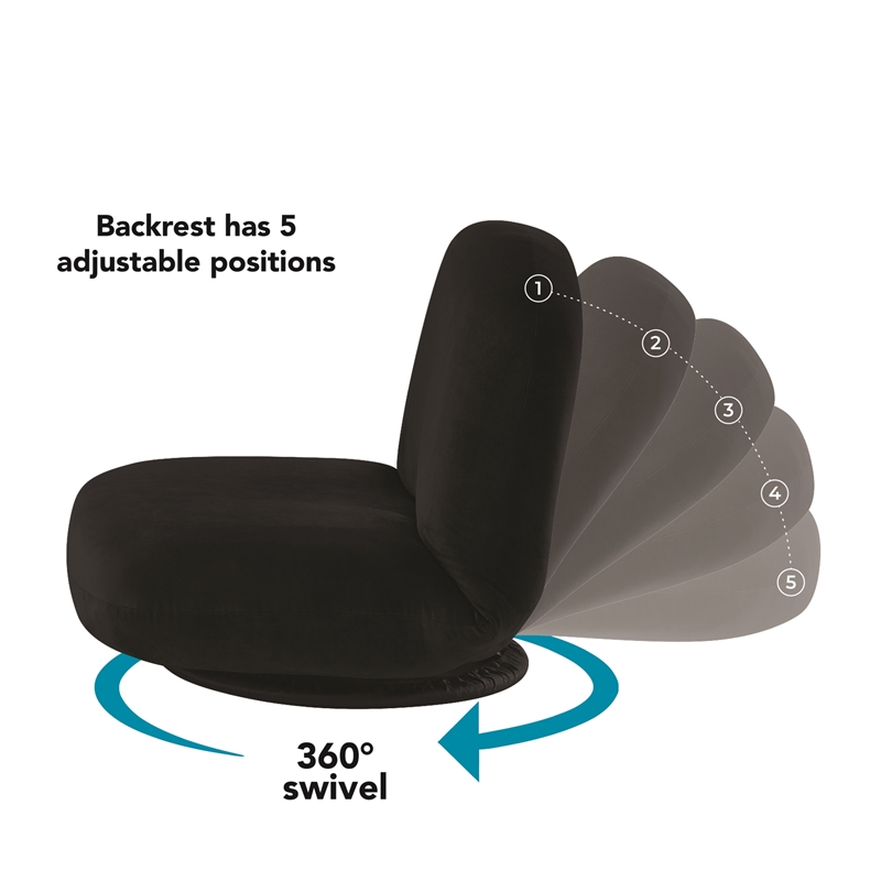 Posh Living Saeed Plush Recliner/Floor Chair Black