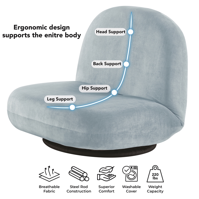 Posh Living Saeed Plush Recliner/Floor Chair Blue