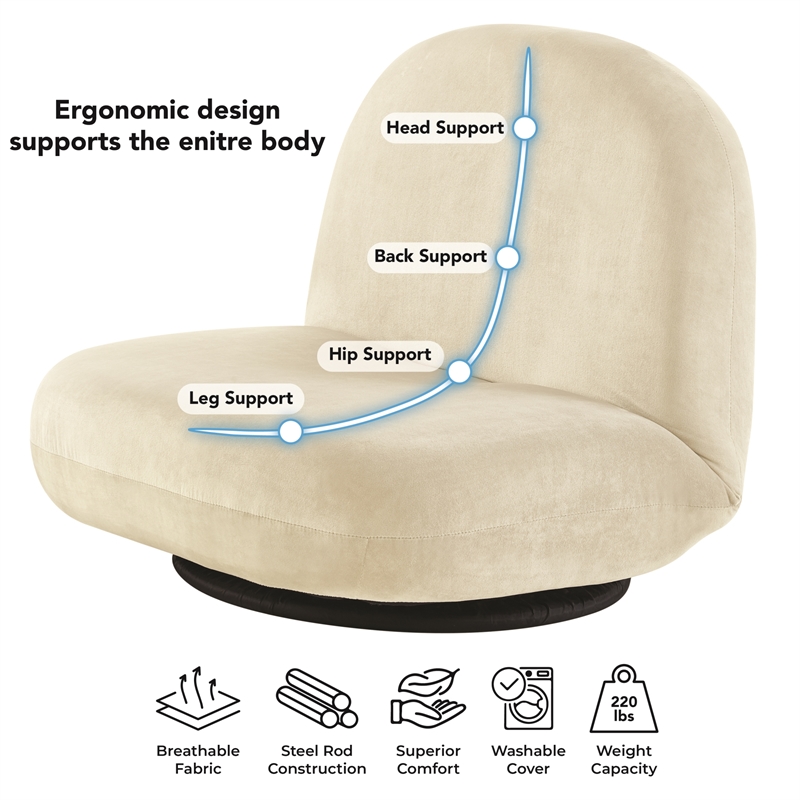 Posh Living Saeed Plush Recliner/Floor Chair Beige