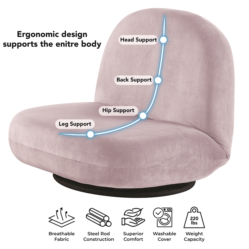 Posh Living Saeed Plush Recliner/Floor Chair Lavender