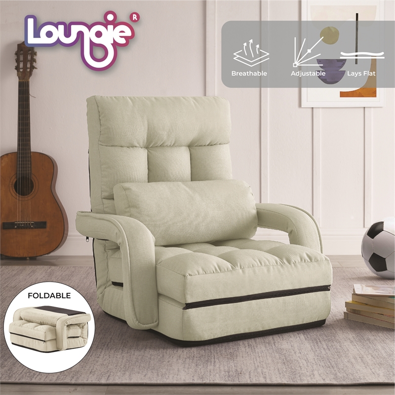 Posh Living Yuvraj Linen Recliner/Floor Chair Beige