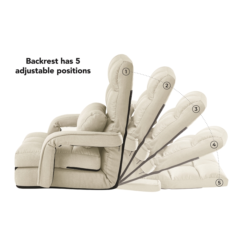 Posh Living Yuvraj Linen Recliner/Floor Chair Beige