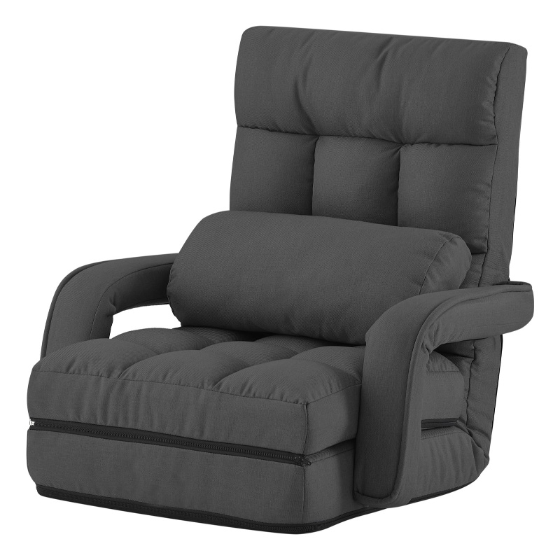 Posh Living Yuvraj Linen Recliner/Floor Chair Dark Grey