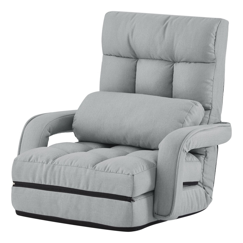 Posh Living Yuvraj Linen Recliner/Floor Chair Grey