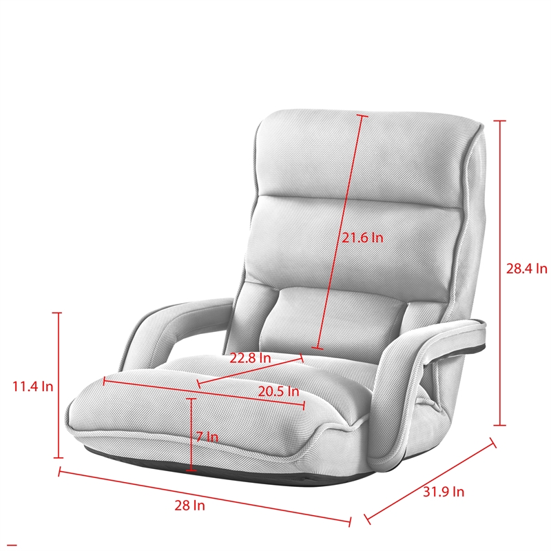 Posh Living Yuvan Mesh Recliner/Floor Chair Grey