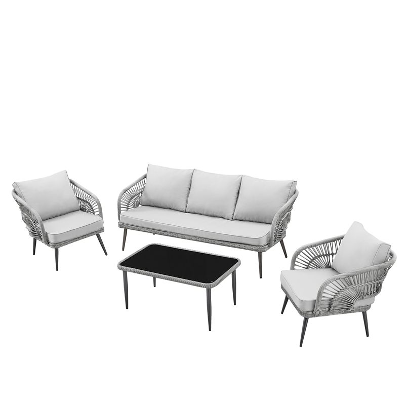 Posh Living Tim  Outdoor 4pc Seating Group Light Grey
