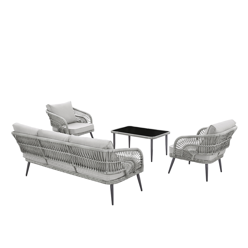 Posh Living Tim  Outdoor 4pc Seating Group Light Grey