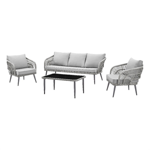 Posh Living Tim  Outdoor 4pc Seating Group Light Grey