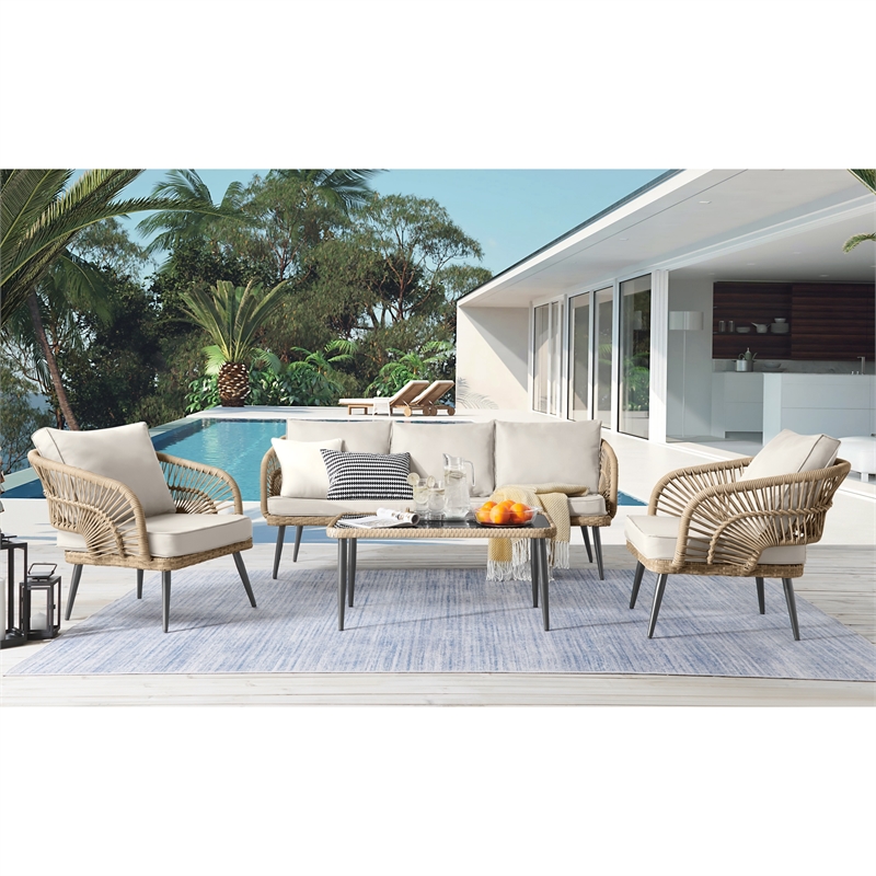 Posh Living Tim  Outdoor 4pc Seating Group Teak