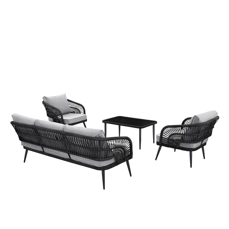 Posh Living Tim  Outdoor 4pc Seating Group Black