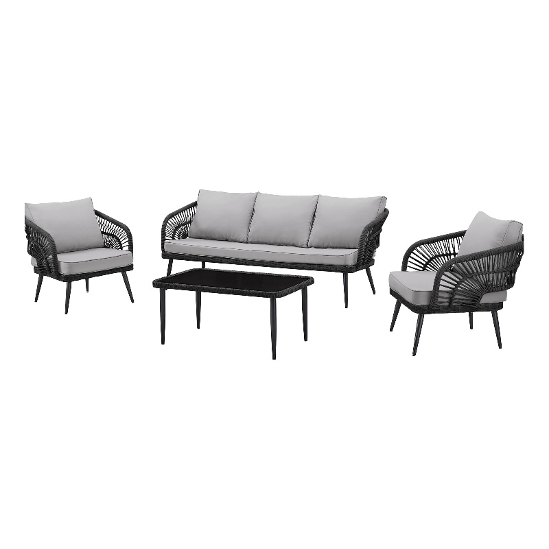 Posh Living Tim  Outdoor 4pc Seating Group Black