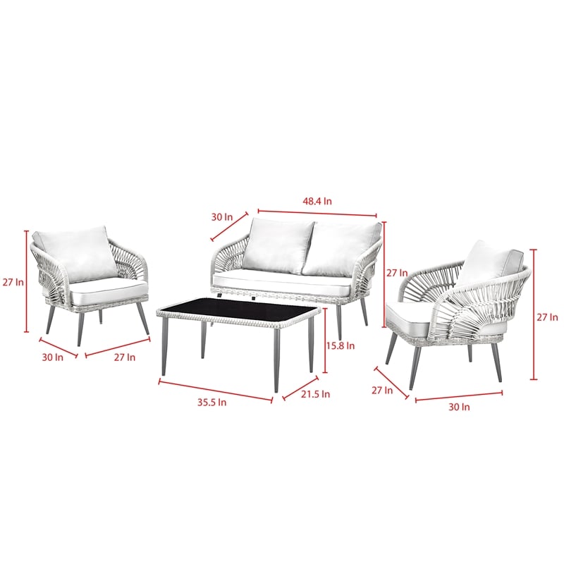 Posh Living Tim  Outdoor 4pc Seating Group Teak