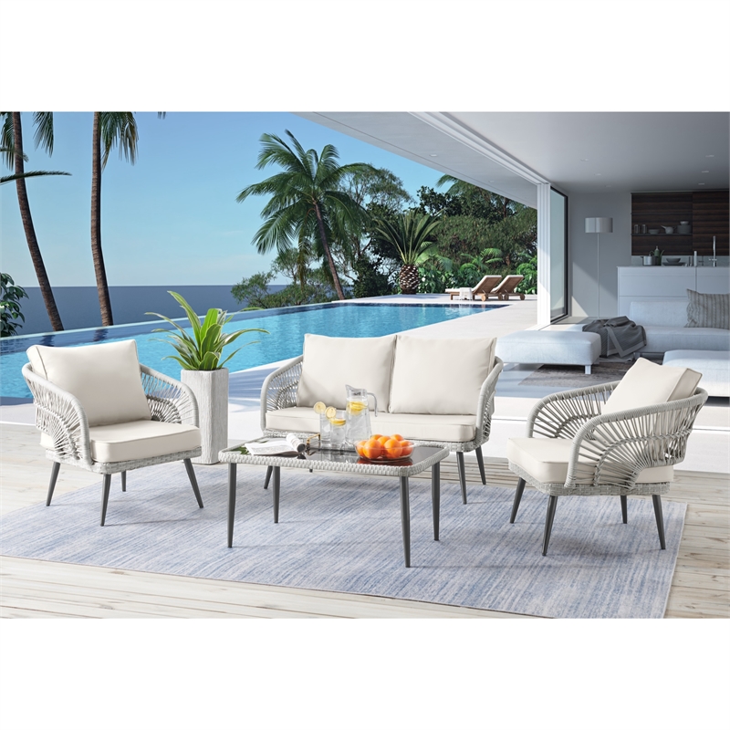 Posh Living Tim  Outdoor 4pc Seating Group Sand
