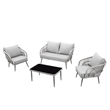 Posh Living Tim  Outdoor 4pc Seating Group Light Grey