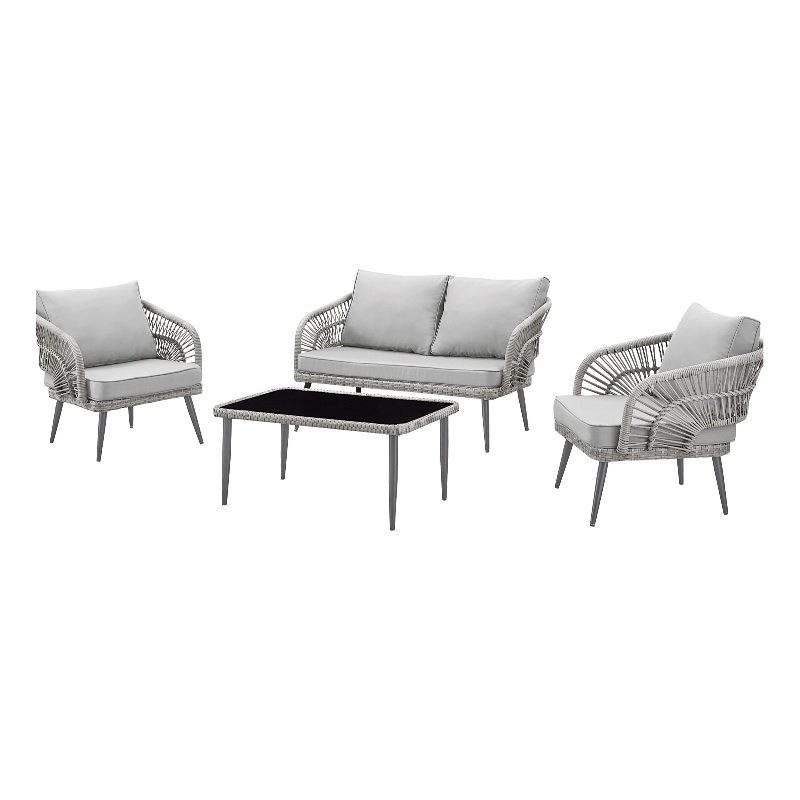 Posh Living Tim  Outdoor 4pc Seating Group Light Grey