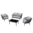 Posh Living Tim  Outdoor 4pc Seating Group Black
