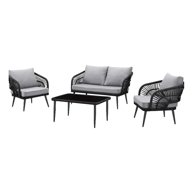 Posh Living Tim  Outdoor 4pc Seating Group Black