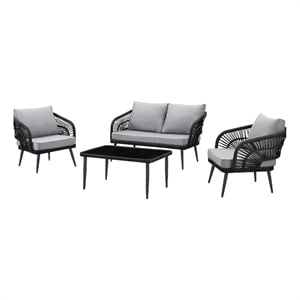 posh living tim  outdoor 4pc seating group black