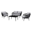 Posh Living Tim  Outdoor 4pc Seating Group Black