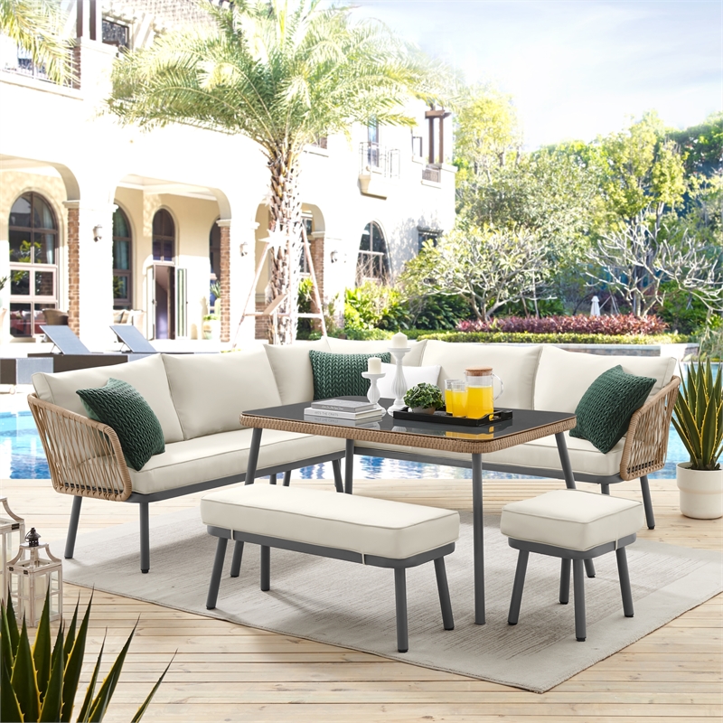 Posh Living Trayvon  Outdoor 5pc Seating Group Teak