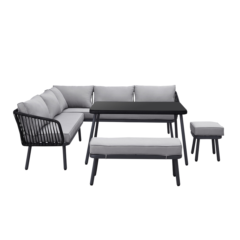 Posh Living Trayvon  Outdoor 5pc Seating Group Black