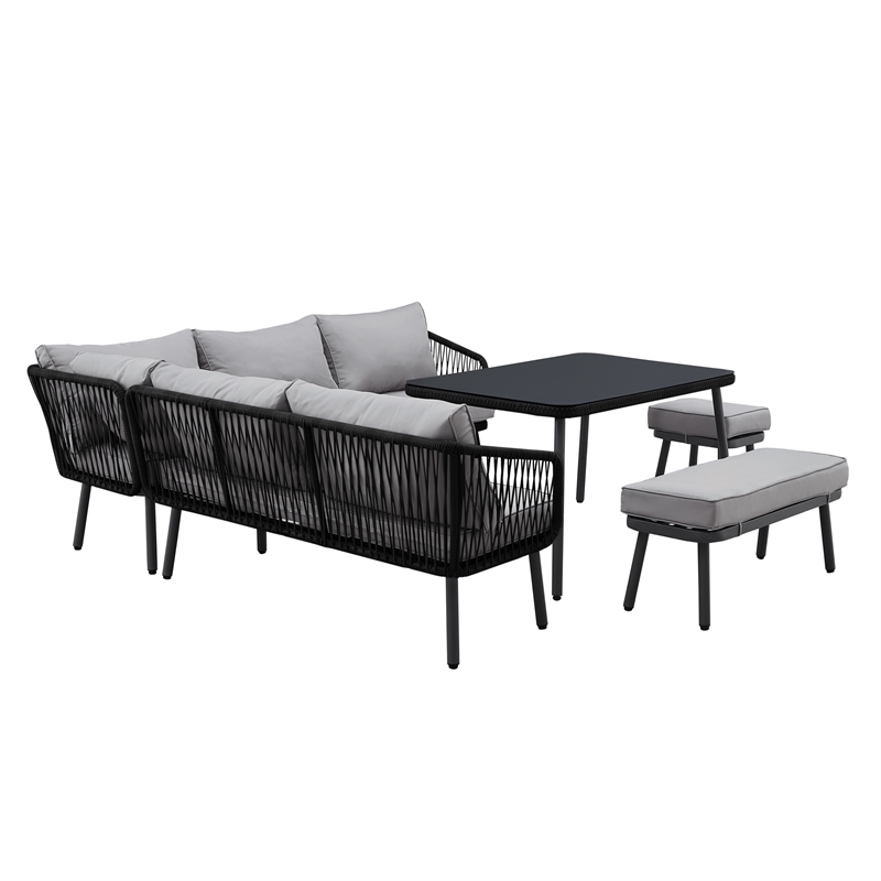 Posh Living Trayvon  Outdoor 5pc Seating Group Black