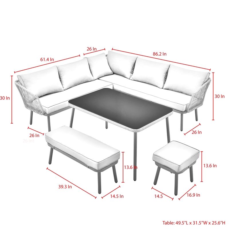 Posh Living Trayvon  Outdoor 5pc Seating Group Black