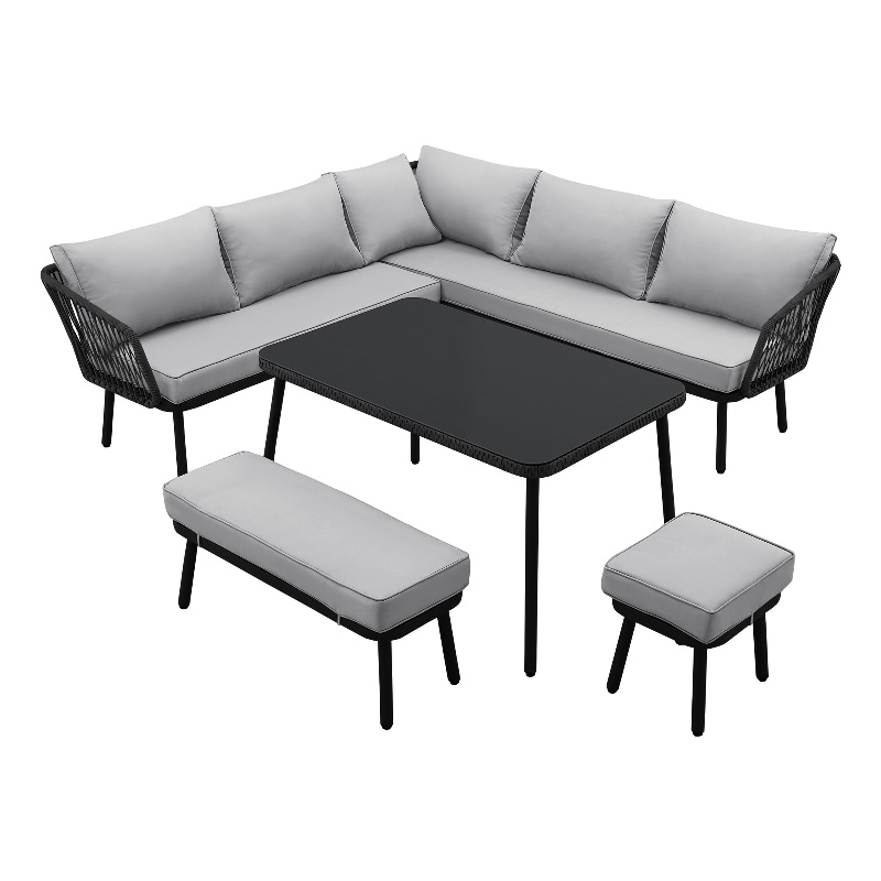 Posh Living Trayvon  Outdoor 5pc Seating Group Black