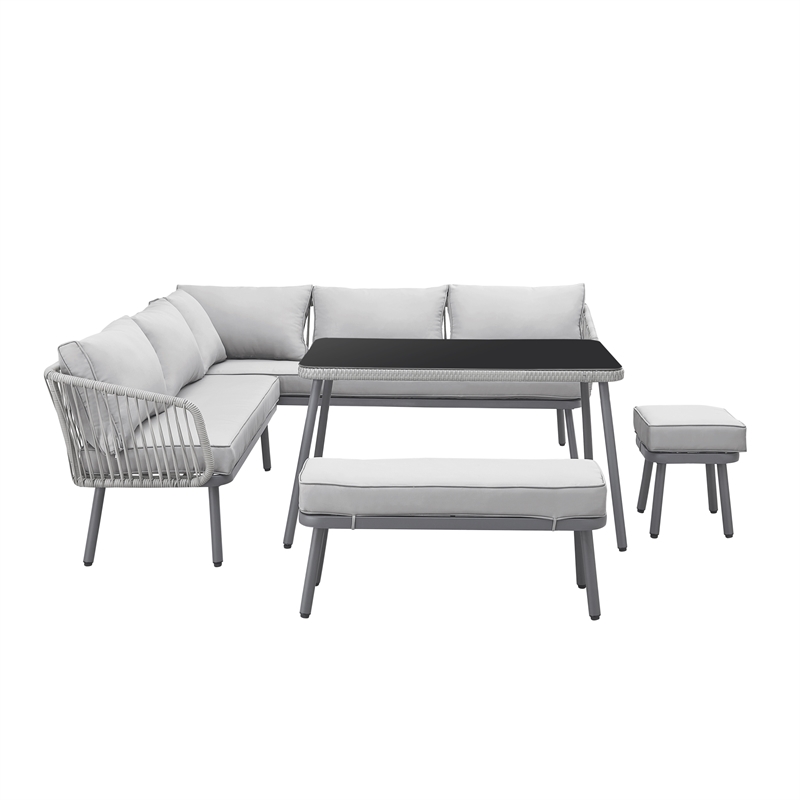Posh Living Trayvon  Outdoor 5pc Seating Group Light Grey