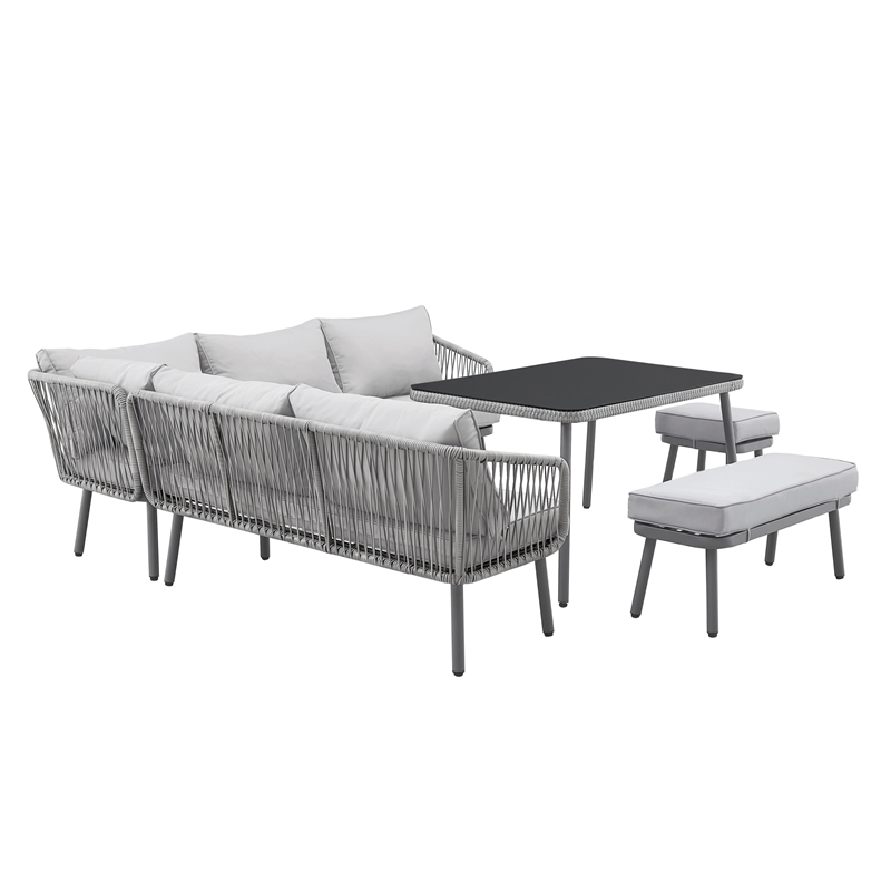 Posh Living Trayvon  Outdoor 5pc Seating Group Light Grey